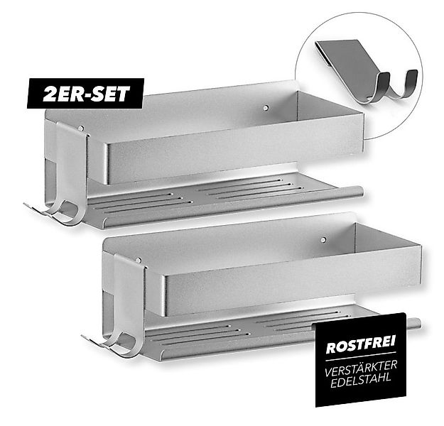 Benkstein Duschablage Dusch-Organizer zum Kleben oder Bohren 2er-Set, 2-tlg günstig online kaufen