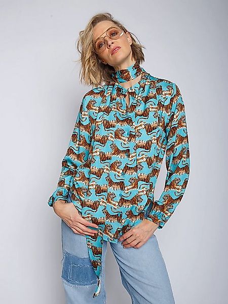 RISY & JERFS Klassische Bluse Bluse Aqua Tiger mit abnehmbarer Schluppe günstig online kaufen