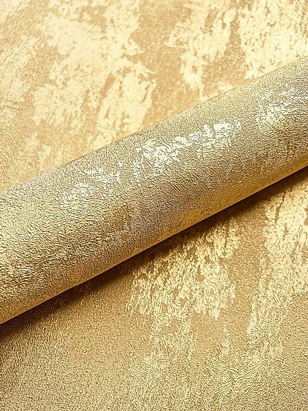 Newroom Vliestapete, Gold Tapete Glamour Glänzend - Metallic Betonoptik Gel günstig online kaufen