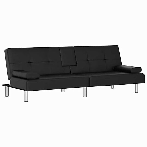 vidaXL Schlafsofa, Sofa mit Getränkehaltern Schwarz Kunstleder günstig online kaufen