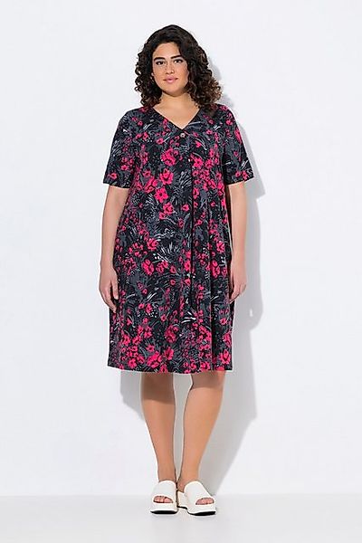Ulla Popken Jerseykleid Jersey-Midikleid A-Linie V-Ausschnitt Halbarm günstig online kaufen