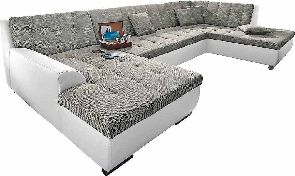 DOMO collection Wohnlandschaft »Treviso incl. Zierkissen, moderne Steppung, günstig online kaufen