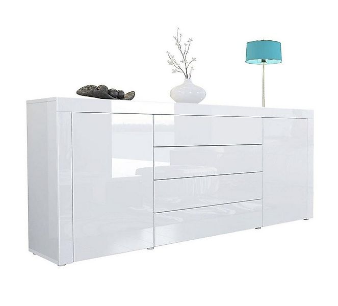 Vladon Sideboard La Paz V1 (Kommode, mit 2 Türen und 4 Schubladen), Weiß Ho günstig online kaufen