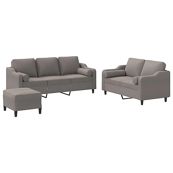 vidaXL 3-Tlg Sofagarnitur mit Kissen Taupe Stoff 3201865 günstig online kaufen