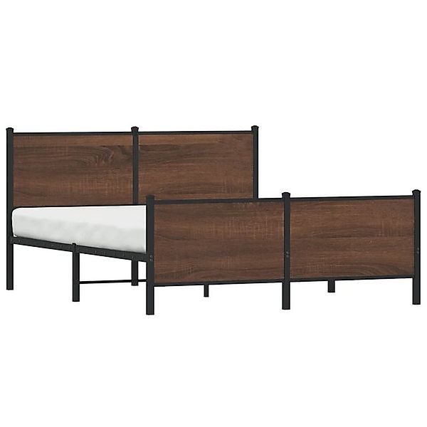 vidaXL Bett Metallbett ohne Matratze Braun Eichen-Optik 140x200 cm günstig online kaufen