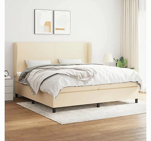 vidaXL Boxspringbett Boxspringbett mit Matratze Creme 200x200 cm Stoff Bett günstig online kaufen