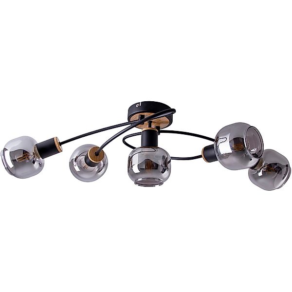 näve Deckenleuchte Fumoso, ohne Leuchtmittel, 5-flammig, E14, Glas dunkel g günstig online kaufen