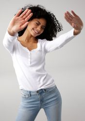 KangaROOS Langarmshirt krempelbare Ärmel, figurbetonter Schnitt, günstig online kaufen