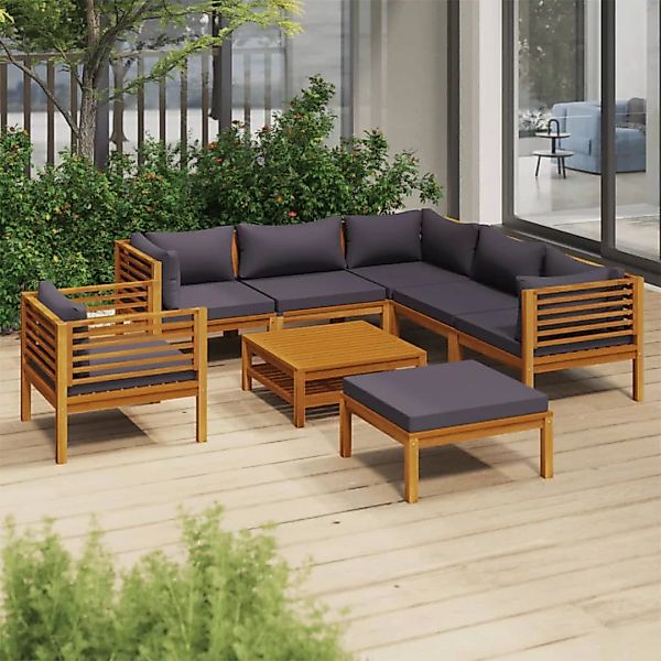 8-tlg. Garten-lounge-set Mit Auflage Massivholz Akazie günstig online kaufen