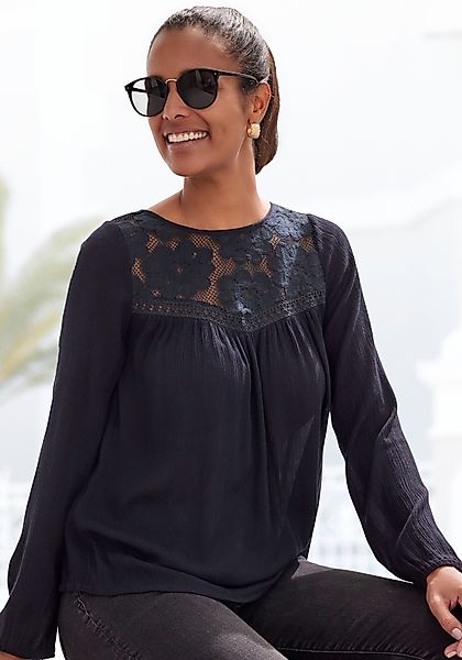 Buffalo Spitzenbluse, aus gewebter Viskose, sommerlich, Boho-Style günstig online kaufen