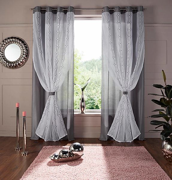 Home affaire Gardine "Blair" Ösen 1 Stk. tlg. doppellagig, transparente Sto günstig online kaufen