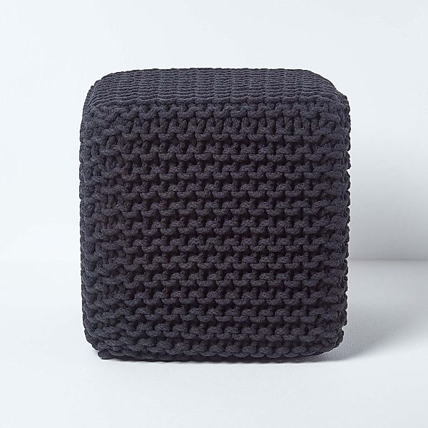 Homescapes Pouf Gestrickter Sitzwürfel 100% Baumwolle, günstig online kaufen