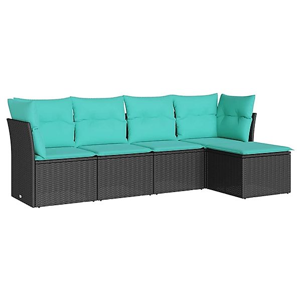 vidaXL 5-Tlg Garten-Sofagarnitur mit Kissen Schwarz Poly Rattan 3217557 günstig online kaufen