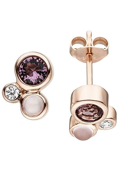JOBO Paar Ohrstecker, 925 Silber roségold vergoldet Glassteine 4 Zirkonia günstig online kaufen