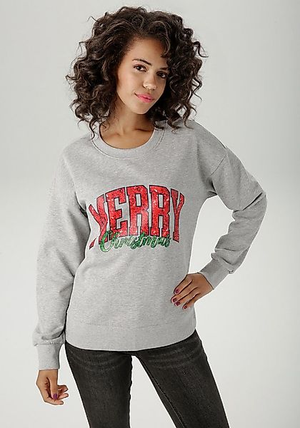 Aniston CASUAL Weihnachtssweatshirt mit "MERRY Christmas"-Schriftzug in Pai günstig online kaufen