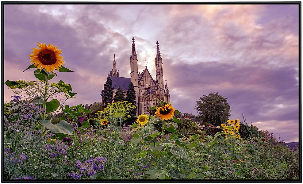 Papermoon Infrarotheizung »Kirche im Sonnenblumenfeld«, sehr angenehme Stra günstig online kaufen