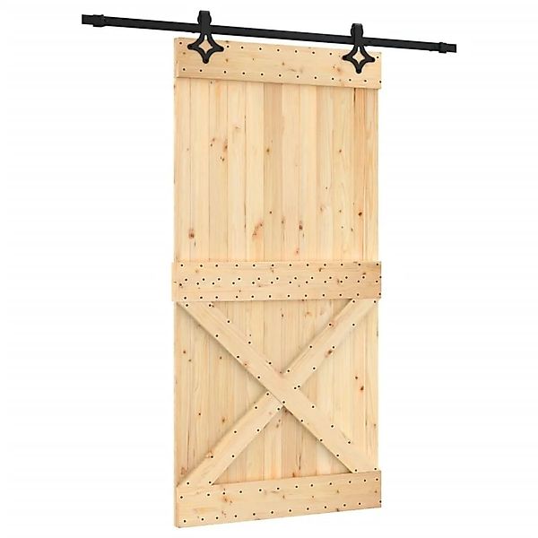 vidaXL Schiebetür mit Beschlag 100x210 cm Massivholz Kiefer 3203156 günstig online kaufen
