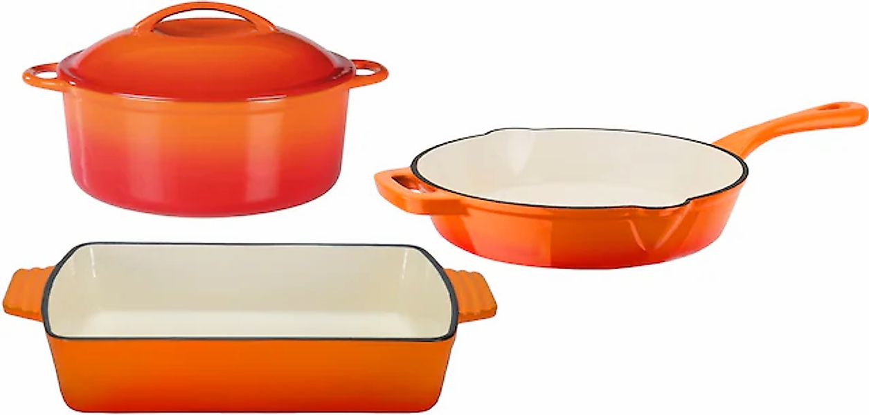 GSW Topf-Set »Orange Shadow« Gusseisen Set, 1x Kochtopf Ø 24 cm, 1x Bratpfa günstig online kaufen