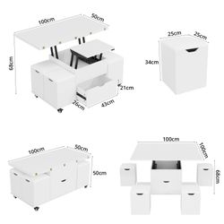 VOWNER Couchtisch 3-in-1-Multifunktions-Couchtisch mit Schublade & günstig online kaufen