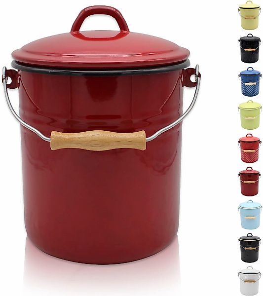 Krüger Mülleimer "Emaille Mülleimer mit Deckel Serie Rio" schnitt- / kratzf günstig online kaufen