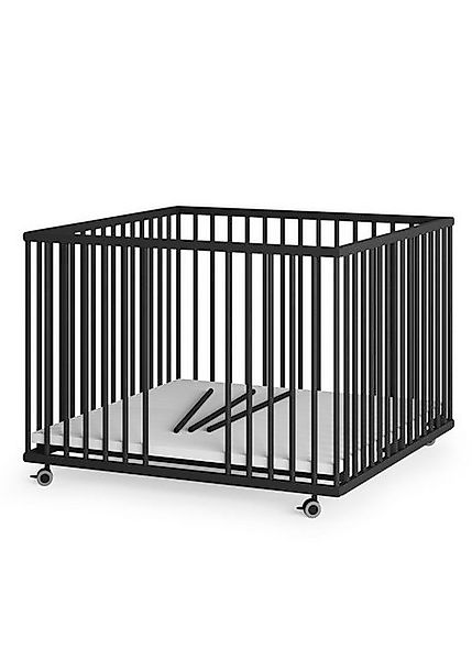 Sämann Babybett Laufgitter 100x100 cm mit Schlupfsprossen Black Edition Pre günstig online kaufen