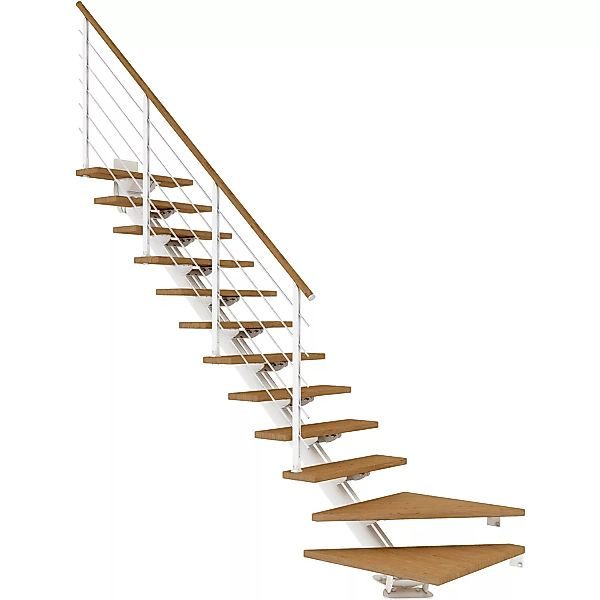 Dolle Mittelholmtreppe Sydney 12 Stufen Eiche 1/4gew. Metallteile Weiß FSC® günstig online kaufen
