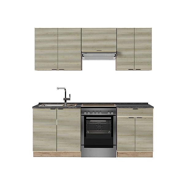 Vicco Fame-Line Küchenschränke Eiche Paneel/Goldkraft Eiche 200 cm AP Anthr günstig online kaufen