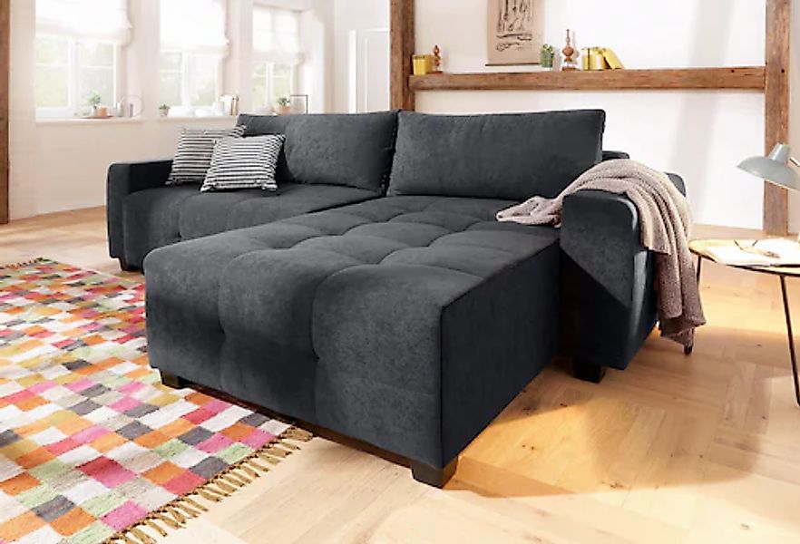 Home affaire Ecksofa »Bella L-Form, B: 254 cm« mit 2 Zierkissen, optional B günstig online kaufen