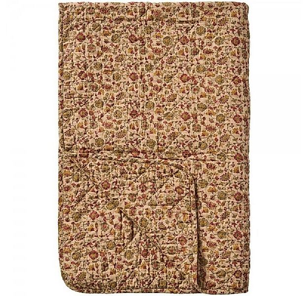 Wohndecke Ib Laursen Quilt Decke Tagesdecke mit Blumenranken Braun Rot Oran günstig online kaufen