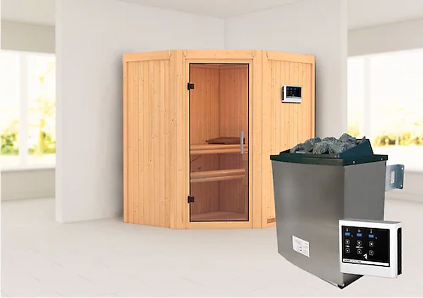 Karibu Sauna »»Liyah« mit Klarglastür naturbelassen«, in verschiedenen Ausf günstig online kaufen