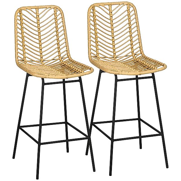 HOMCOM Barhocker Rattan Barhocker Satz (Barhocker, günstig online kaufen