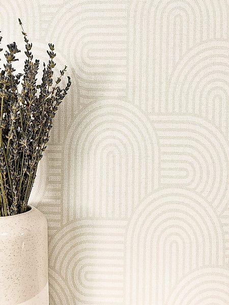 Newroom Vliestapete, Creme Tapete Boho Linien - Mustertapete Boho Tapete He günstig online kaufen
