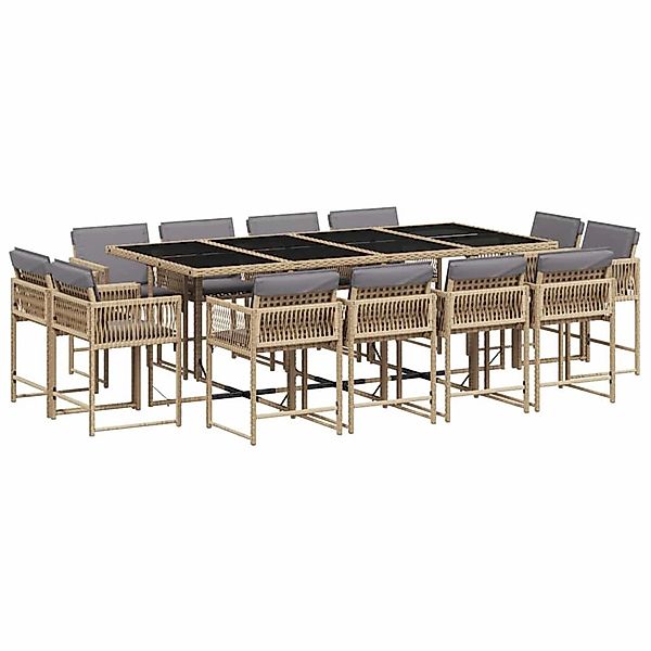 vidaXL 13-Tlg Garten-Essgruppe mit Kissen Beigemischung Poly Rattan 3211584 günstig online kaufen