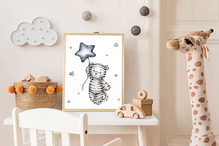 queence Bild mit Rahmen "Kleiner Tiger mit Ballon", Bilder vom Sternenhimme günstig online kaufen