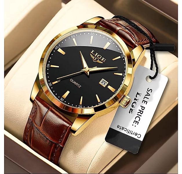 Tidy Quarzuhr Lige 89143 Herrenuhr Quarz Zifferblatt Schwarz Lederarmband 8 günstig online kaufen