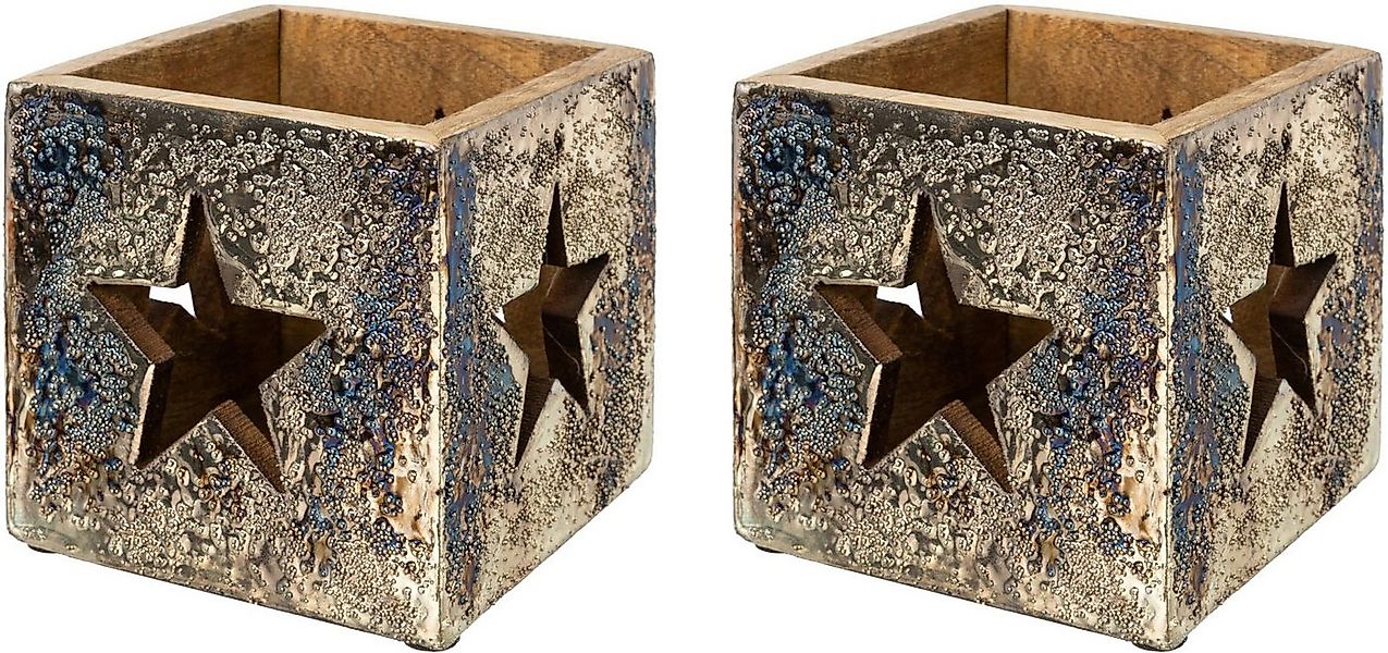 Creativ deco Windlicht Weihnachtsdeko (2 St), mit eleganter silberfarbener günstig online kaufen