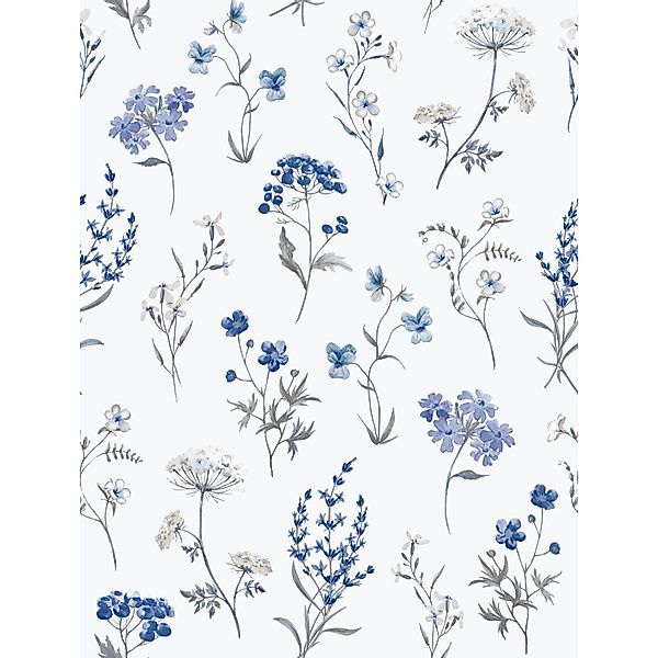 Sanders & Sanders Tapete Blumen Weiß und Blau 53 cm x 10 m günstig online kaufen
