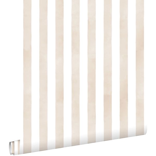 ESTAhome Tapete Streifenmuster Beige und Weiß 53 cm x 10.05 m günstig online kaufen