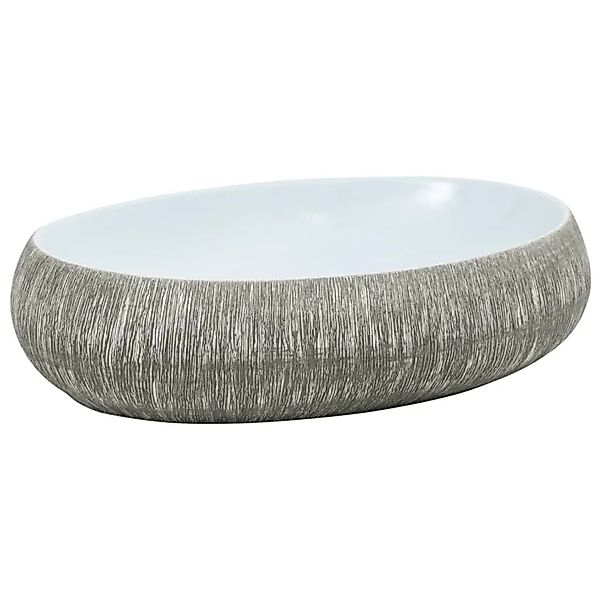 vidaXL Aufsatzwaschbecken Grau und Blau Oval 59x40x15 cm Keramik 155093 günstig online kaufen