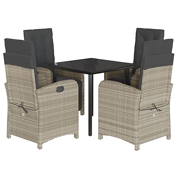 vidaXL 5-Tlg Garten-Essgruppe mit Kissen Hellgrau Poly Rattan 3212606 günstig online kaufen