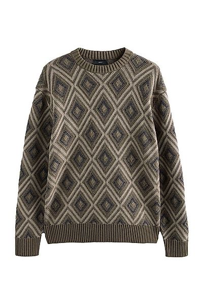 Next Rundhalspullover Relaxed Fit Pullover mit Geomuster und Baumwolle (1-t günstig online kaufen