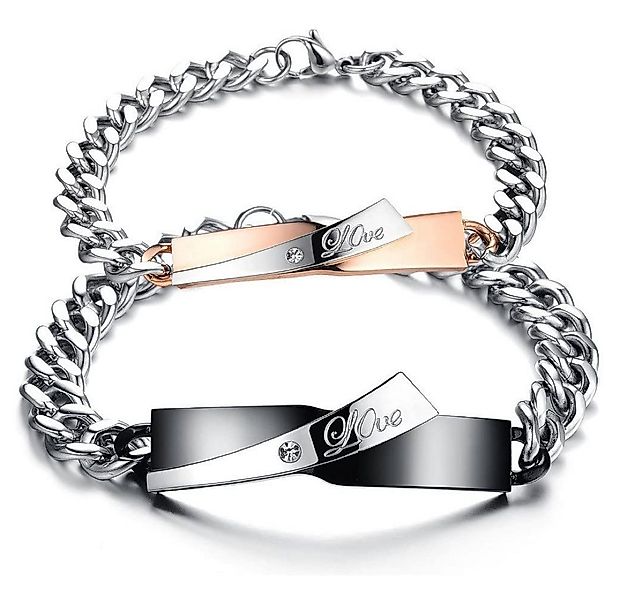 Kim Johanson Armband Set Partner Armband Love Gold + Schwarz (Set), Pärchen günstig online kaufen