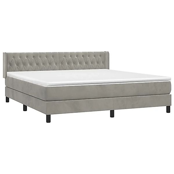 vidaXL Boxspringbett mit Matratze Hellgrau 160x200 cm Samt 3131147 günstig online kaufen