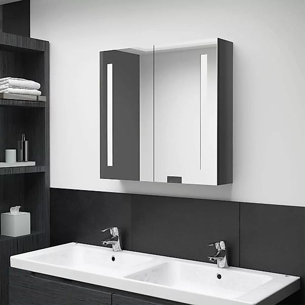 Led-bad-spiegelschrank Glänzendes Grau 62x14x60 Cm günstig online kaufen