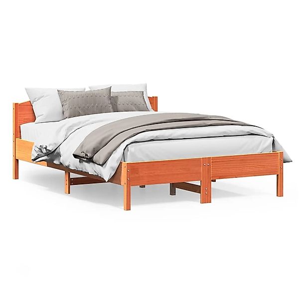 vidaXL Massivholzbett ohne Matratze Wachsbraun 150x200 cm Kiefernholz 32161 günstig online kaufen