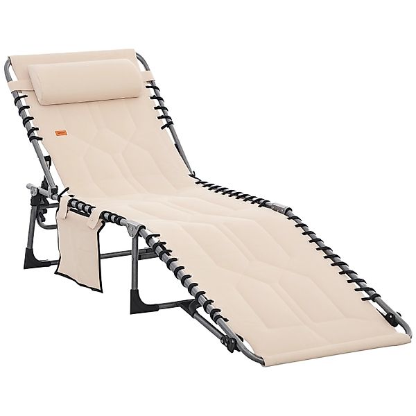 Outsunny Sonnenliege Stahl Polyester Beige 188L x 57B x 30H cm günstig online kaufen