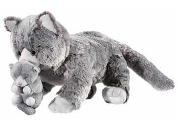 Heunec Plüschtier Katze mit Baby ¦ grau ¦ Maße (cm): B: 14 H: 15 Baby > Sp günstig online kaufen