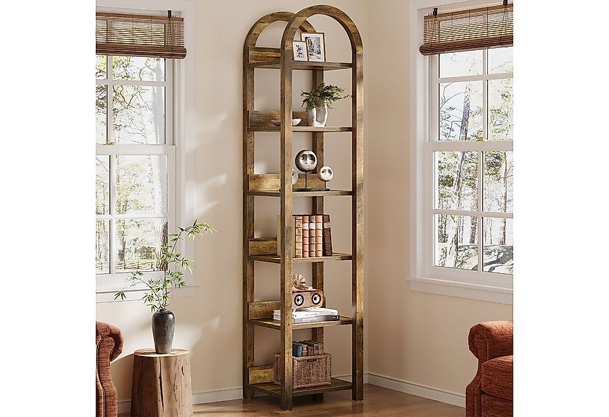 Tribesigns Bücherregal 180 cm Schmales Gewölbtes Standregal mit 6 Ebenen fü günstig online kaufen