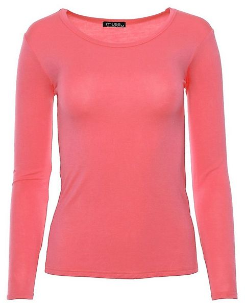 Muse Rundhalsshirt Basic Rundhals Langarmshirt Skinny Fit 1093 günstig online kaufen