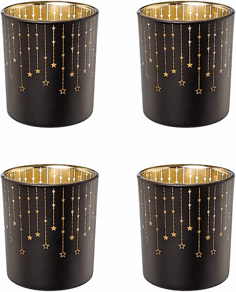 Creativ deco Teelichthalter "Weihnachtsdeko", (4 St.), mit goldfarbener Inn günstig online kaufen